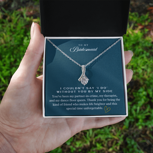 My Bridesmaid, My Partner In Crime Pendant Necklace ~ Elegant Wedding Thank You Keepsake
